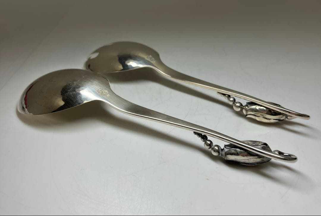 ジョージジェンセン激レアサービングスプーン、フォークセット　164g 共袋付