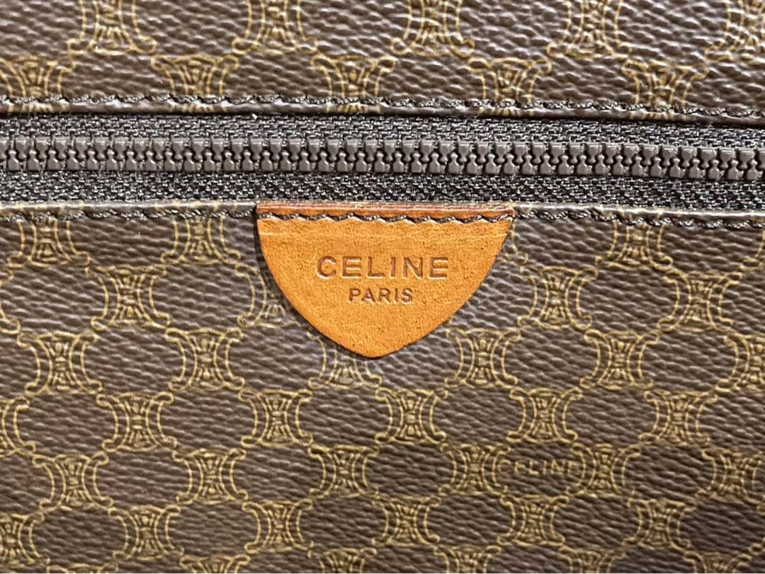 CELINE ハンドバッグロゴ刻印 レザー PVC マカダム柄 トートバッグ