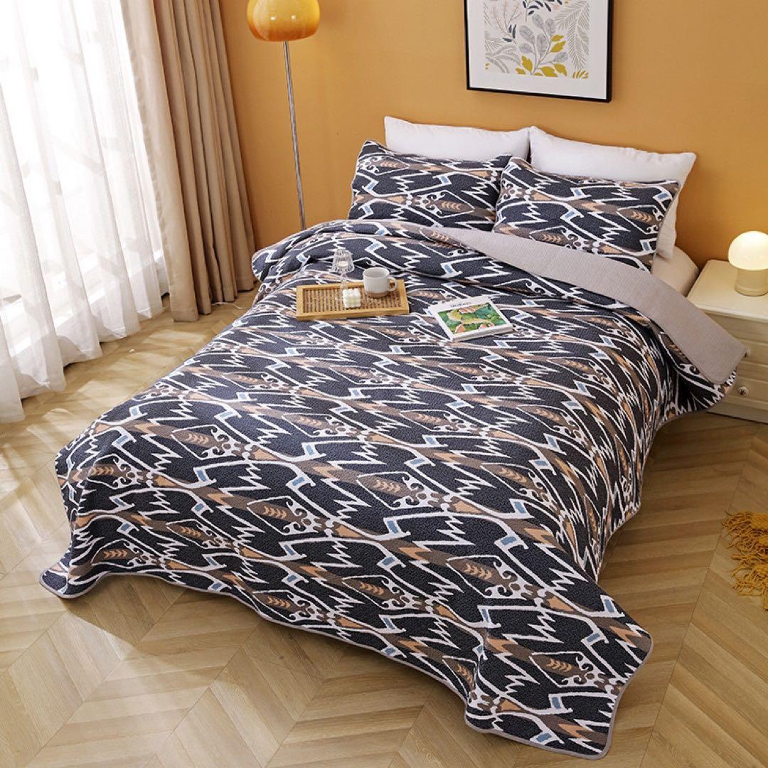 キルトベッドカバー3点セット綿マルチカバー キルティング 811