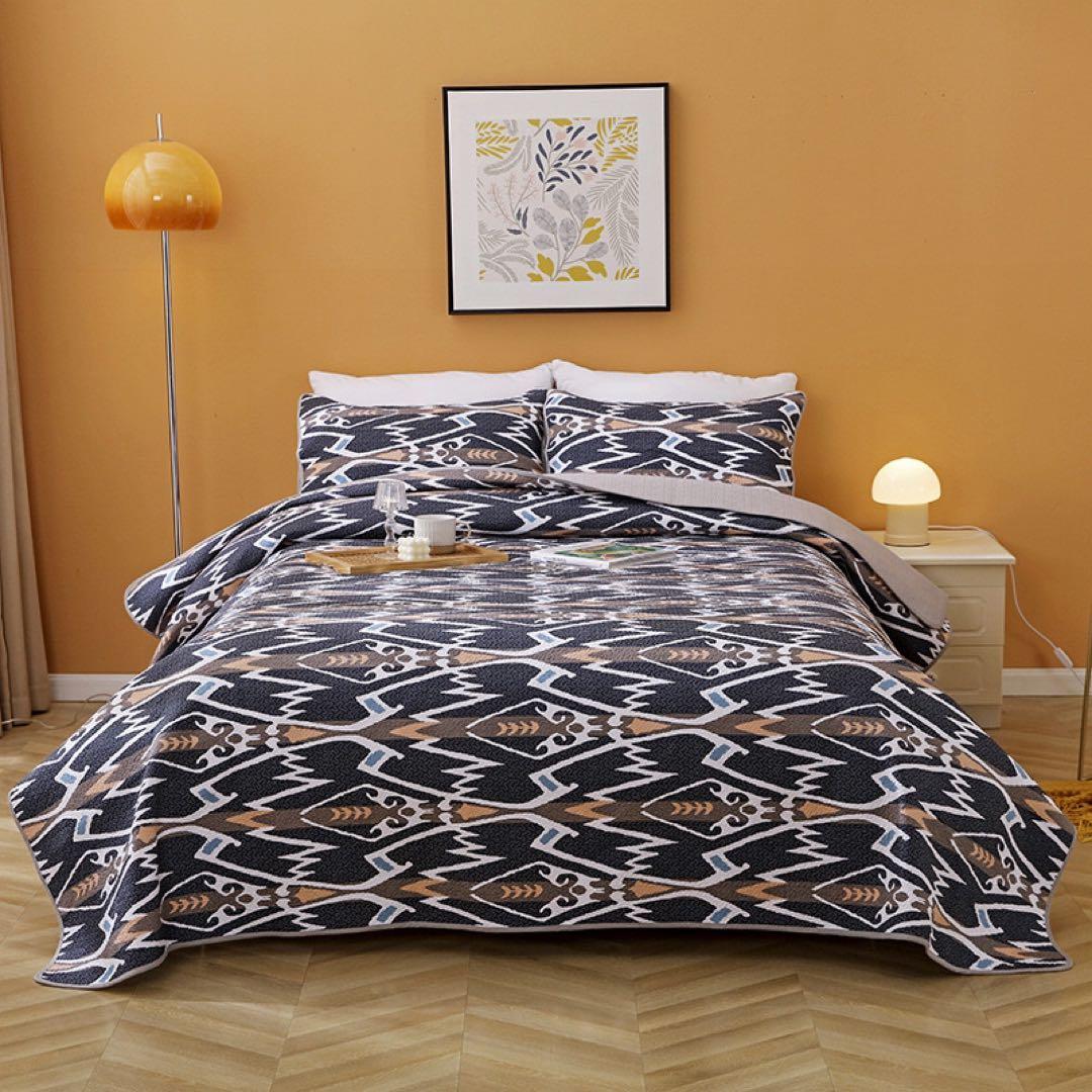 キルトベッドカバー3点セット綿マルチカバー キルティング 811