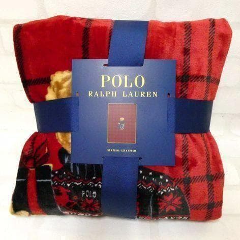 ポロ ラルフローレン ブランケット POLO BEAR ポロベア チェック 赤黒