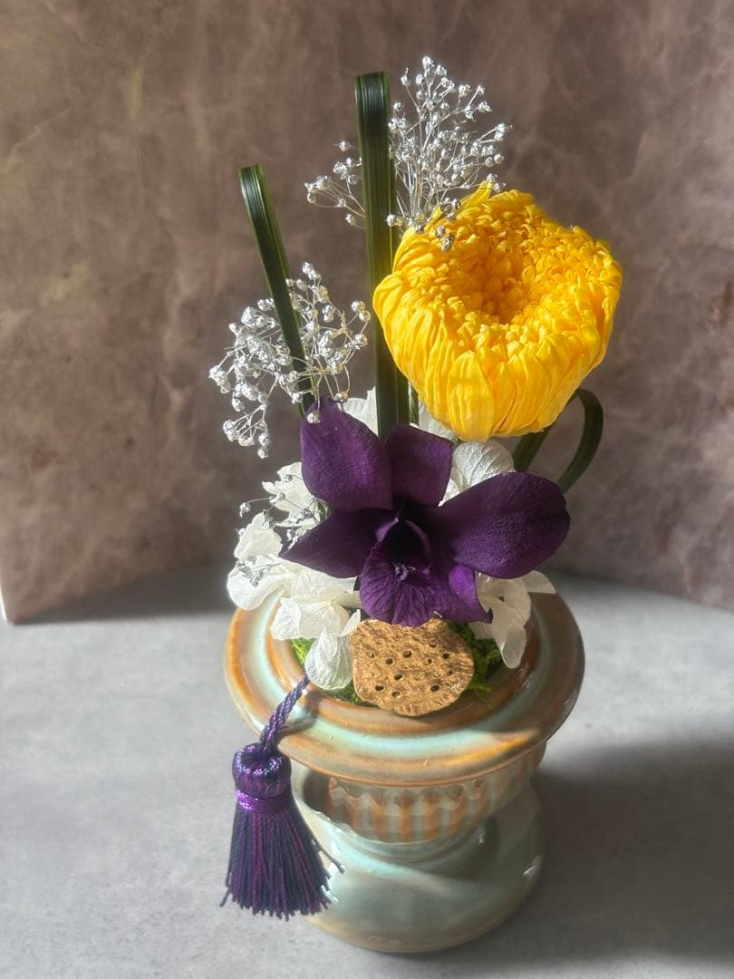 ガラスドーム仏花　プリザーブドフラワー仏花　お供え仏花 お盆　ギフト