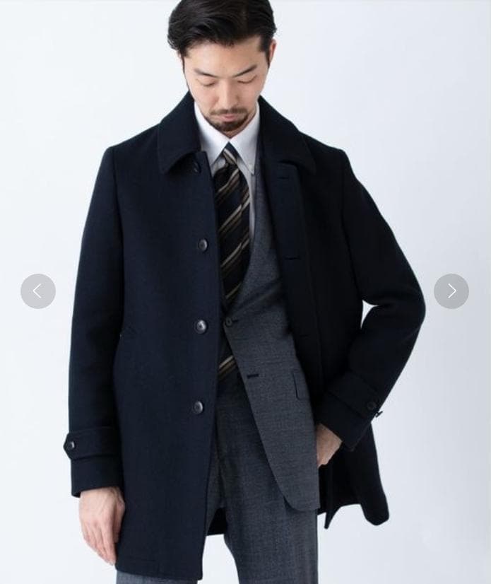 SHIPS SD ウール カーコート　ネイビー　M　シップス