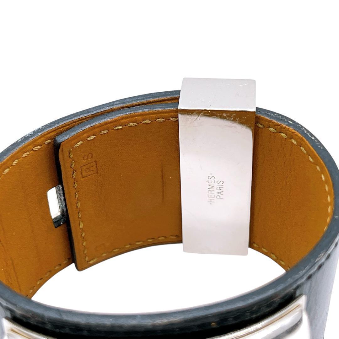 良品 エルメス コリエドシアン ブレスレット 黒 ブラック シルバー レディース