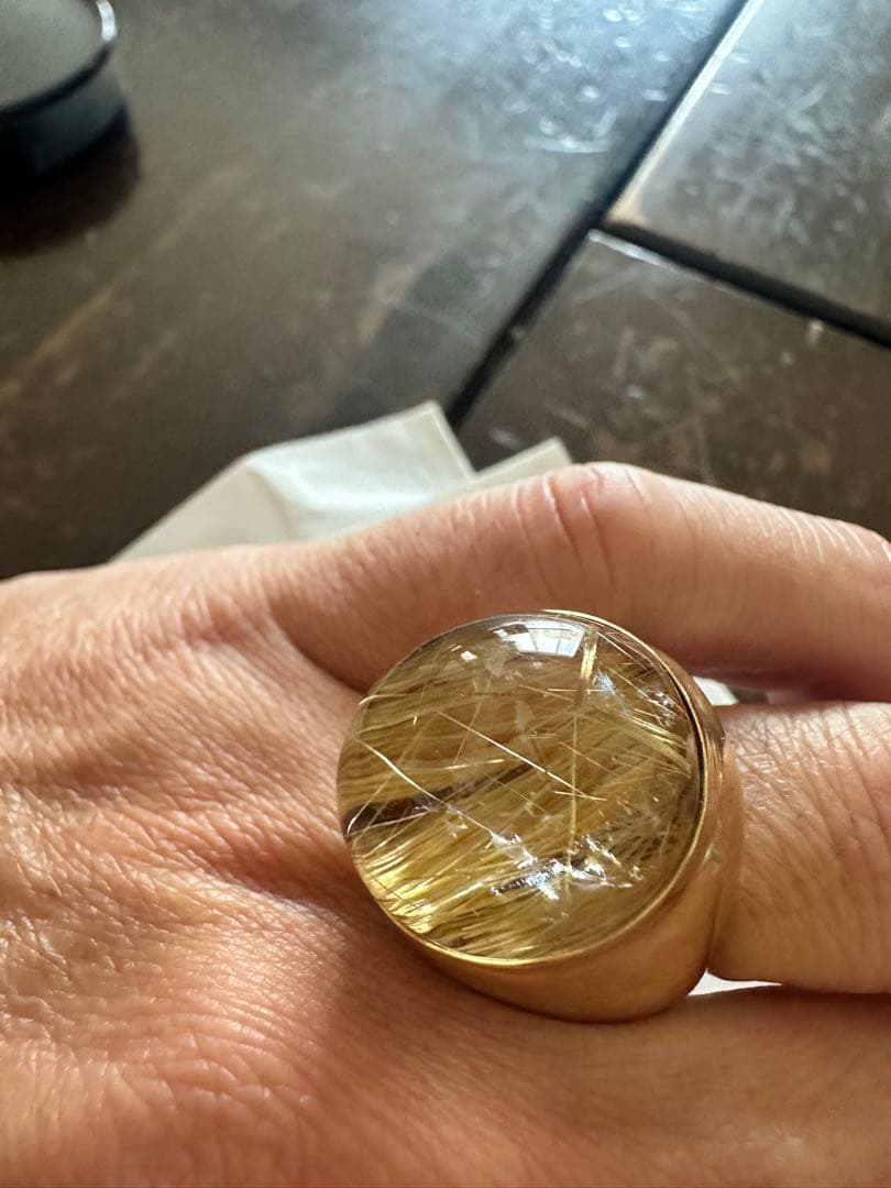 K18ルチルクォーツ 指輪 金運 パワーストーン