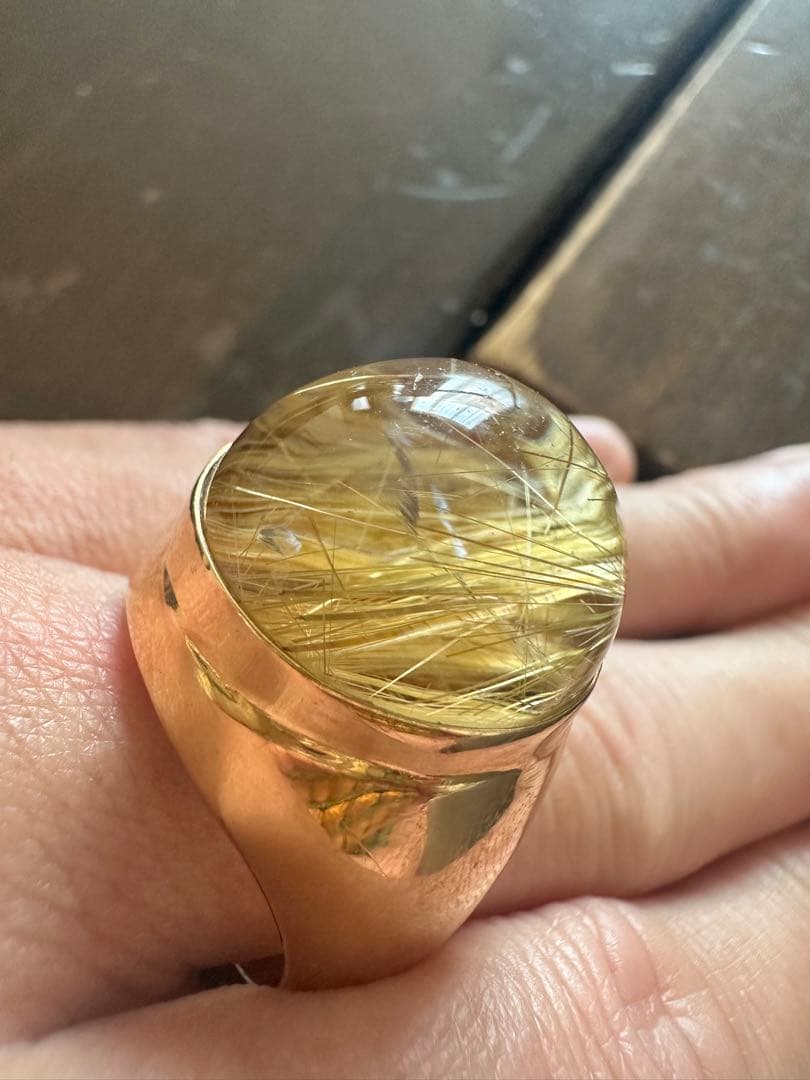 K18ルチルクォーツ 指輪 金運 パワーストーン