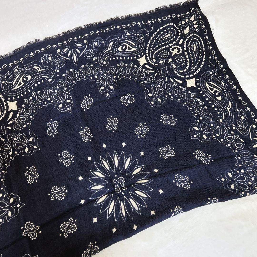 マニプリ　manipuri ペイズリー柄　ウールシルクストール　大判