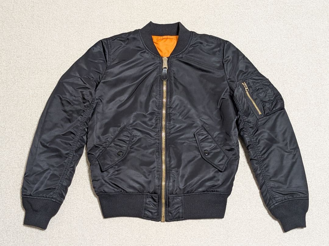 美品 アルファインダストリーズ MA-1 黒フライトジャケット 空軍 米国古着S