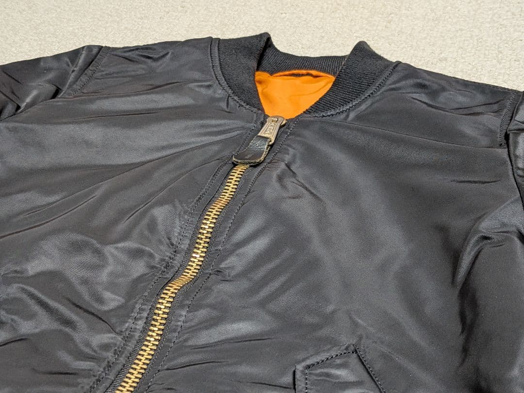 美品 アルファインダストリーズ MA-1 黒フライトジャケット 空軍 米国古着S