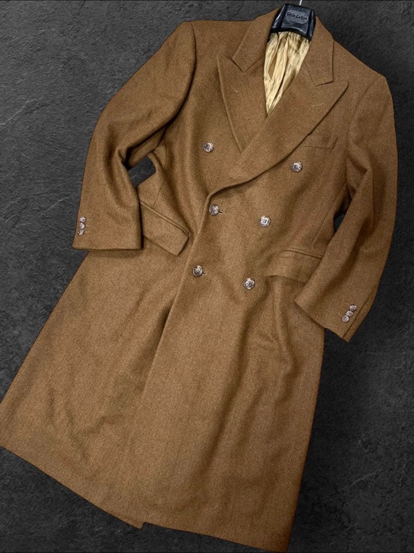 GE04定価70万【DUNHILL/ダンヒル】キャメルアルパカ チェスターコート