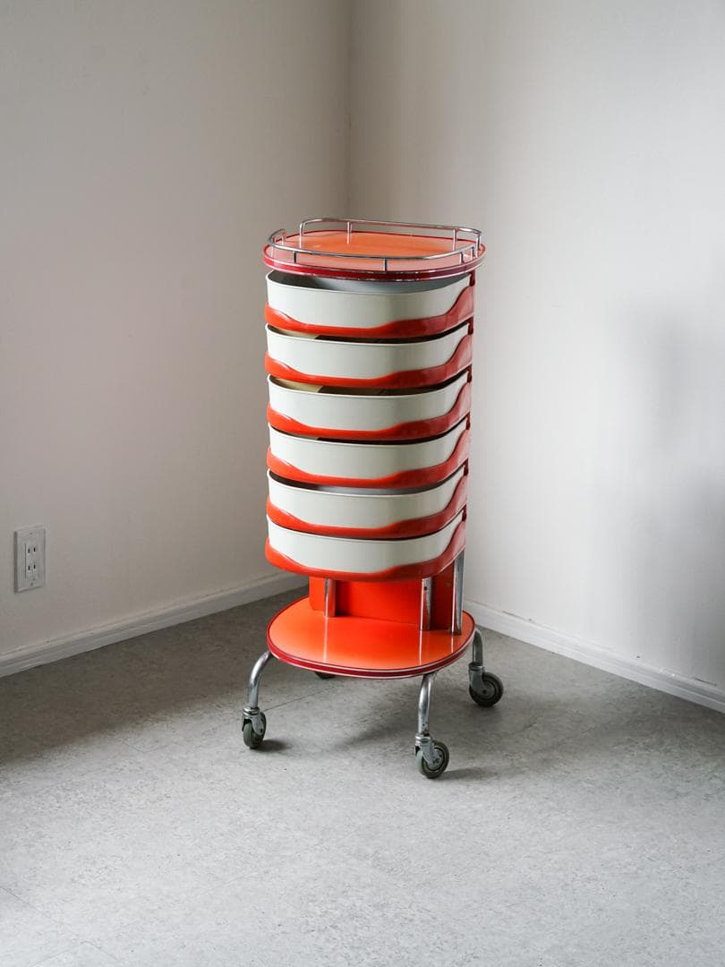 70's vintage スペースエイジ ツールワゴン シェルフ ポストモダン