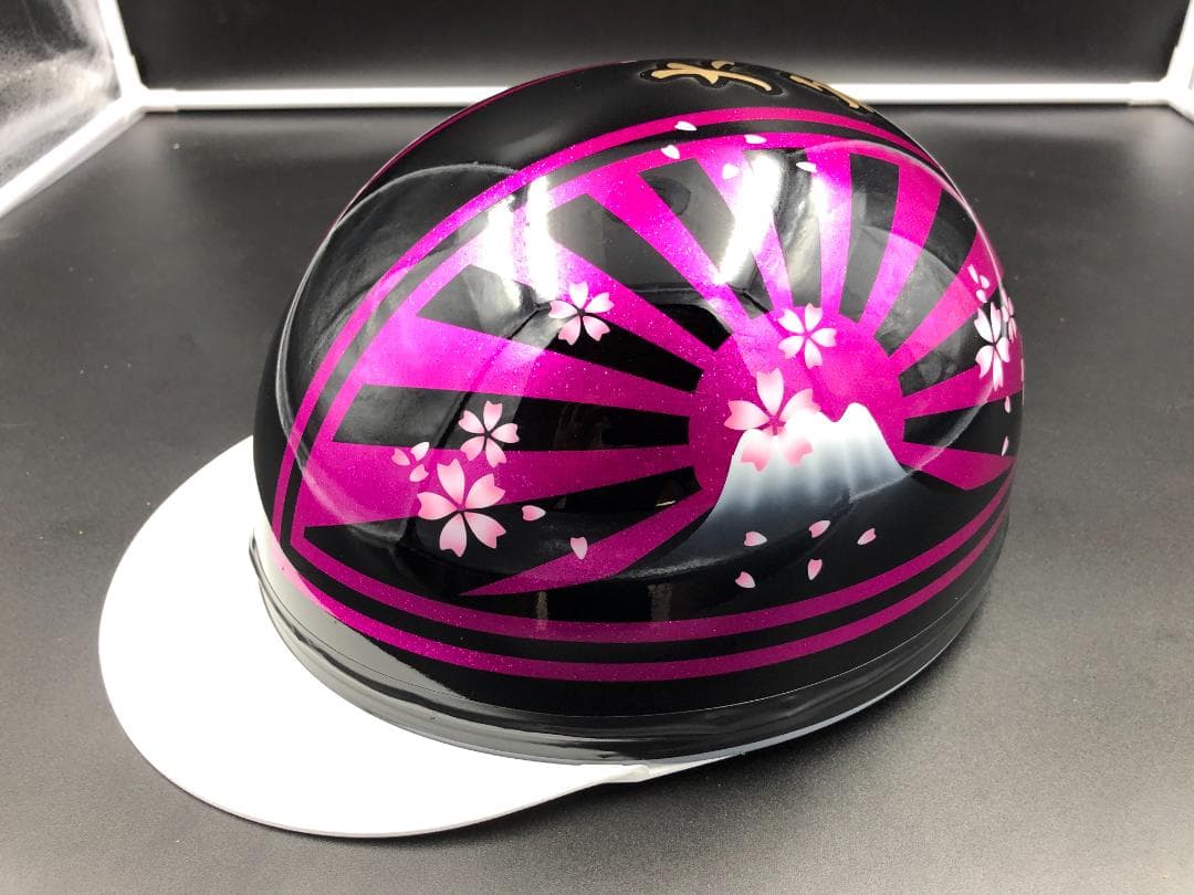 コルク半　カスタム　富士日章　三つボタン　ブラックピンク　ラメ　桜　文字あり