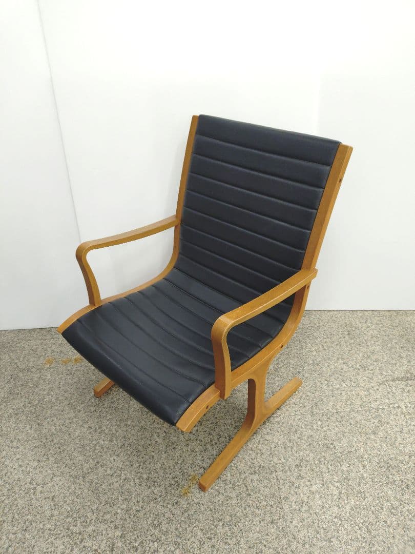 天童木工 ヘロンチェア ヴィンテージ品 ブラックレザー