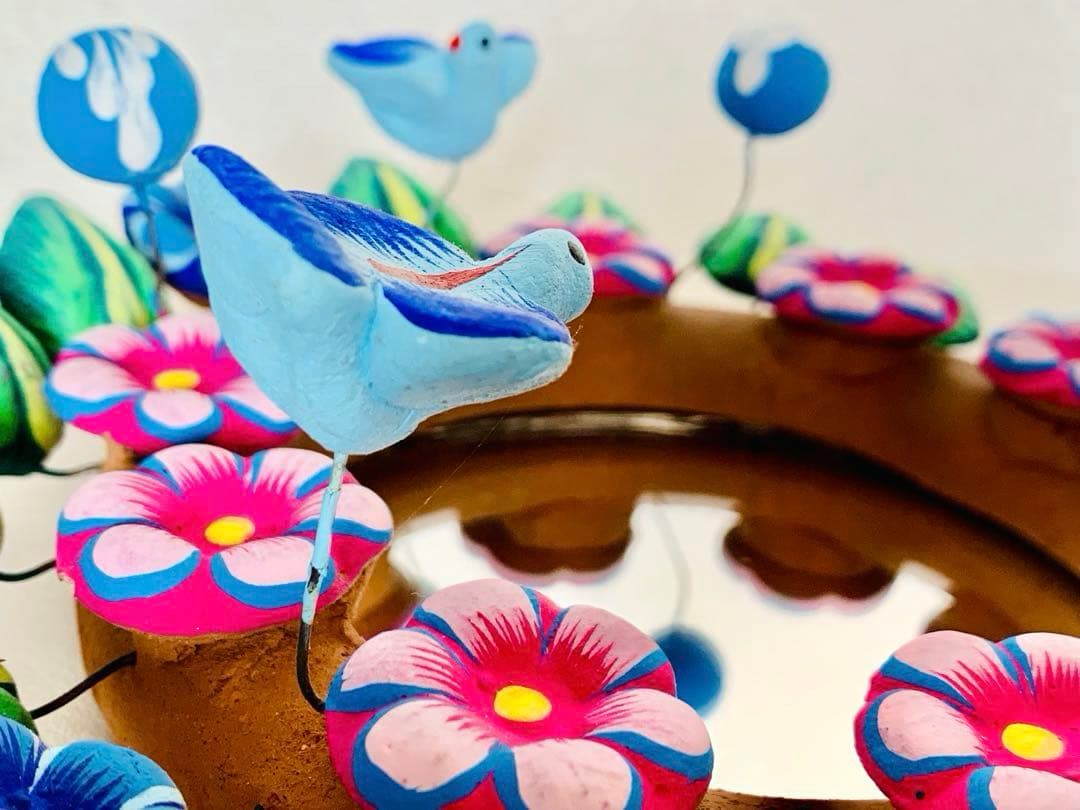 メキシコ メテペック 生命の樹 壁掛け鏡 陶芸 工芸品 民芸品 インテリア