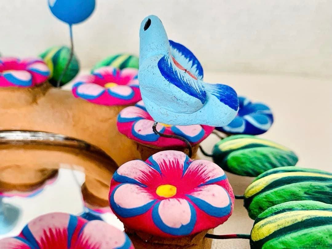 メキシコ メテペック 生命の樹 壁掛け鏡 陶芸 工芸品 民芸品 インテリア