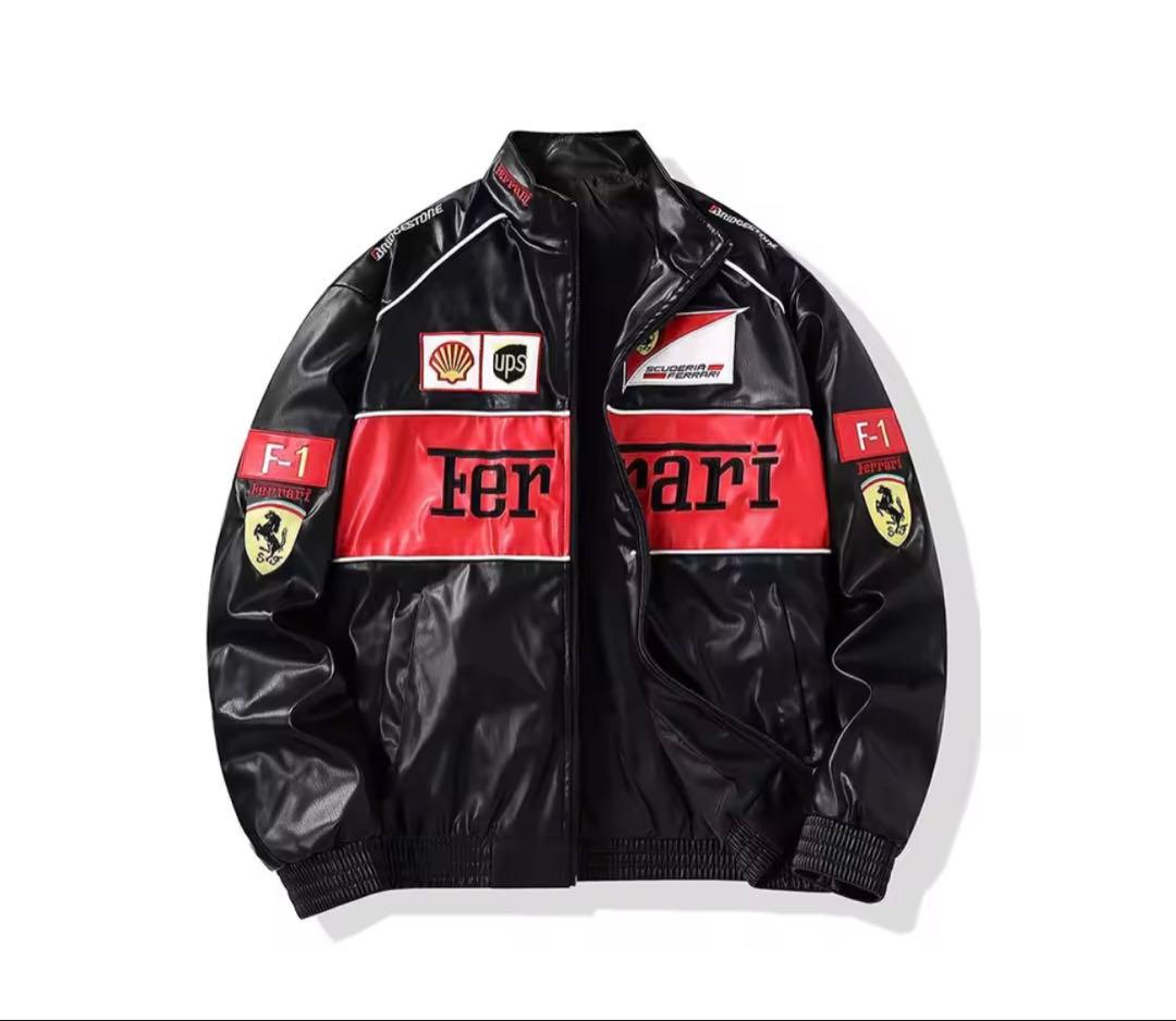 FERRARI ロゴ入り　ヴィンテージレザージャケット Lサイズ