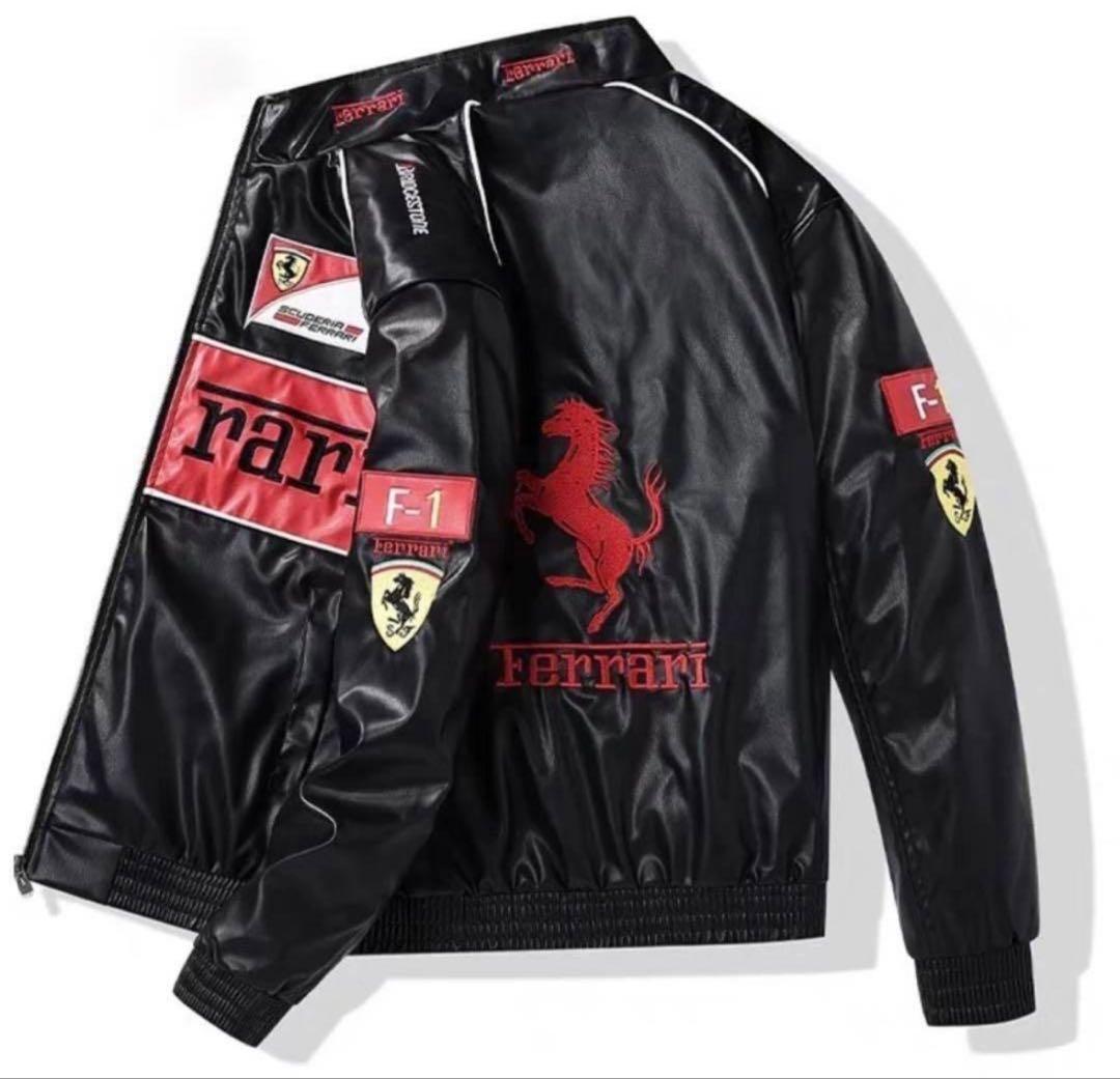 FERRARI ロゴ入り　ヴィンテージレザージャケット Lサイズ