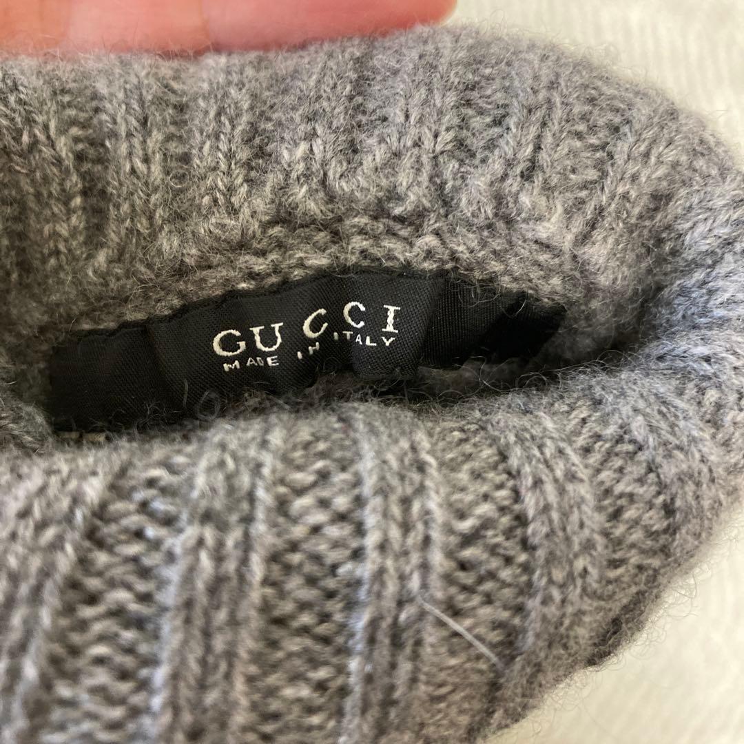 GUCCI レザーの手袋　ブラック　グレー