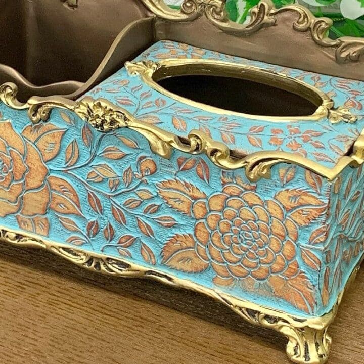 輸入雑貨　シノワズリ　『薔薇のティッシュBOX』　薔薇模様　小物入れ　リビング