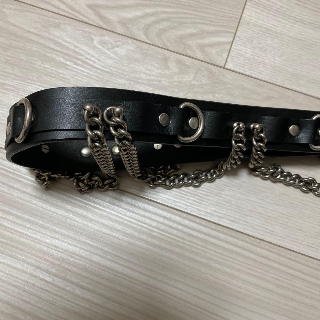 ジュンヤワタナベコムデギャルソンチェーンパンクベルトレザー本革ブラックpunk
