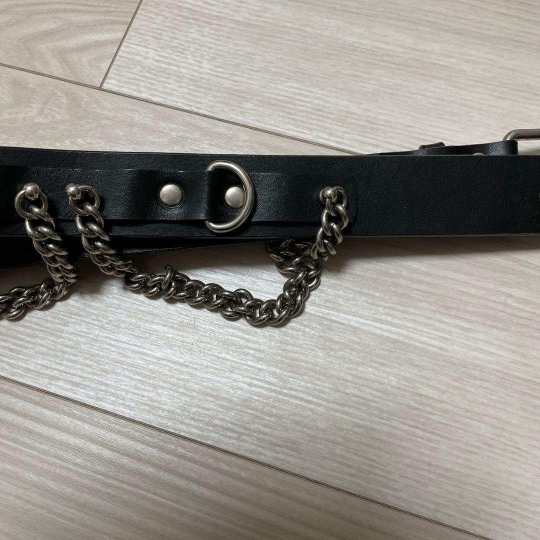 ジュンヤワタナベコムデギャルソンチェーンパンクベルトレザー本革ブラックpunk
