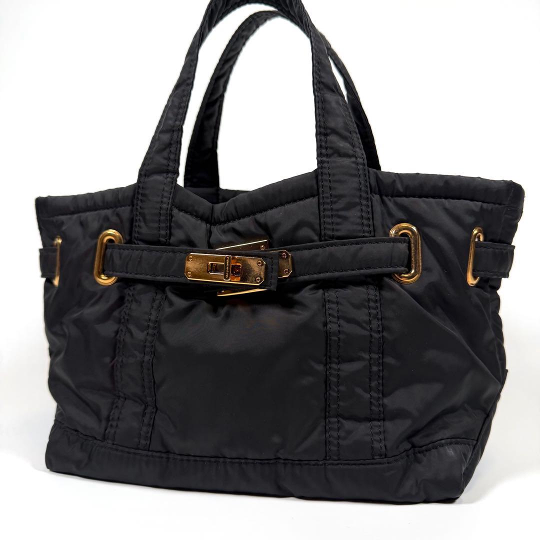 【美品】シータパランティカ　トートバッグ　ナイロン　ゴールド金具　ブラック