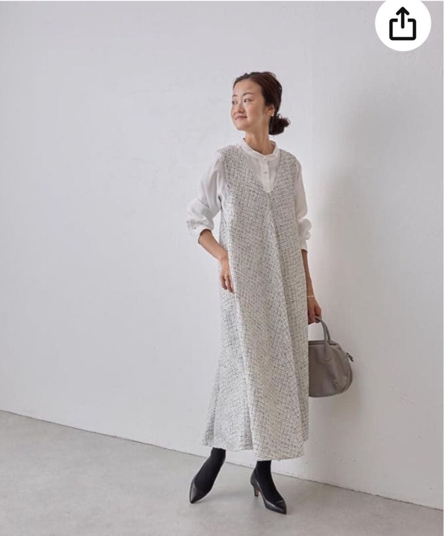 [新品・未使用タグ付き　ビアズリー] ツイードフレアーワンピース