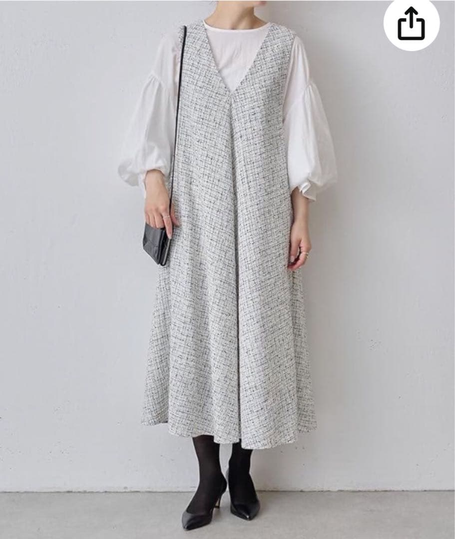 [新品・未使用タグ付き　ビアズリー] ツイードフレアーワンピース