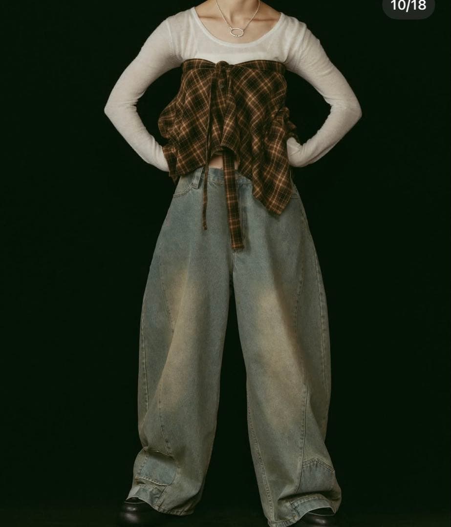 Knuth Marf shirt wrap denimpants/blueデニム