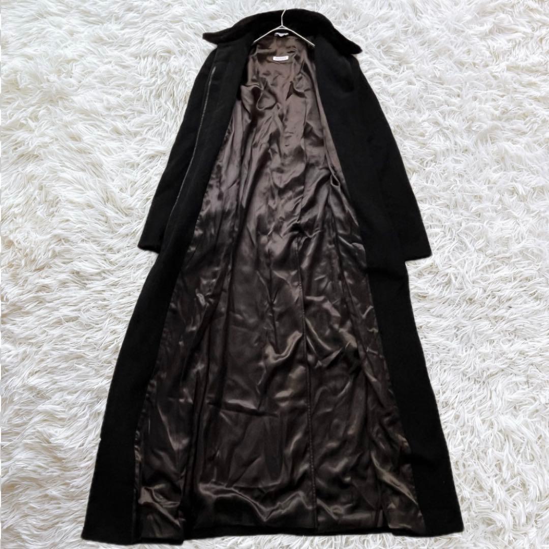 【美品】マックスマーラ スーパーロング ステンカラーコート ウール ファー付き