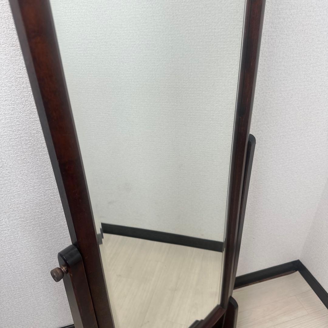 北海道民芸 スタンドミラー 鏡 姿見 全身鏡 樺材 無垢材 和家具 i1※