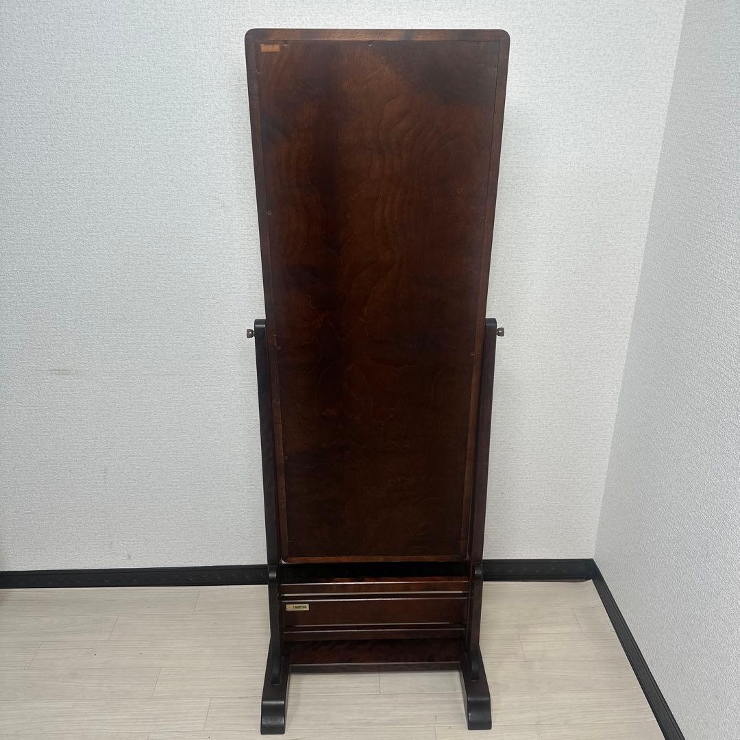北海道民芸 スタンドミラー 鏡 姿見 全身鏡 樺材 無垢材 和家具 i1※