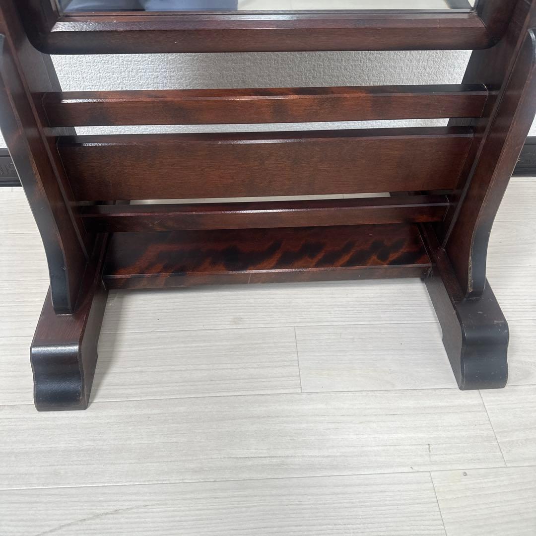 北海道民芸 スタンドミラー 鏡 姿見 全身鏡 樺材 無垢材 和家具 i1※