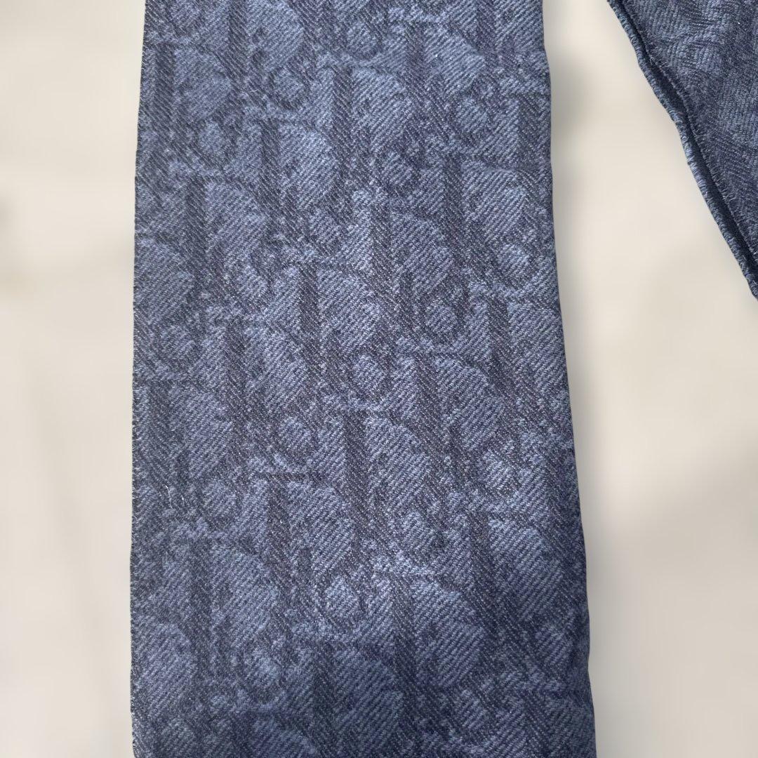 ディオールオム トロッター ダブルフェースマフラー ストール　紺　ネイビー