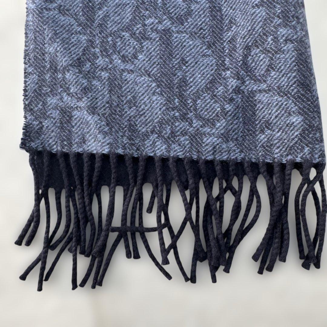 ディオールオム トロッター ダブルフェースマフラー ストール　紺　ネイビー