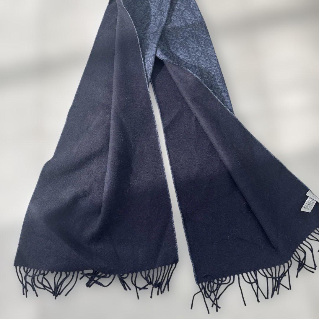 ディオールオム トロッター ダブルフェースマフラー ストール　紺　ネイビー