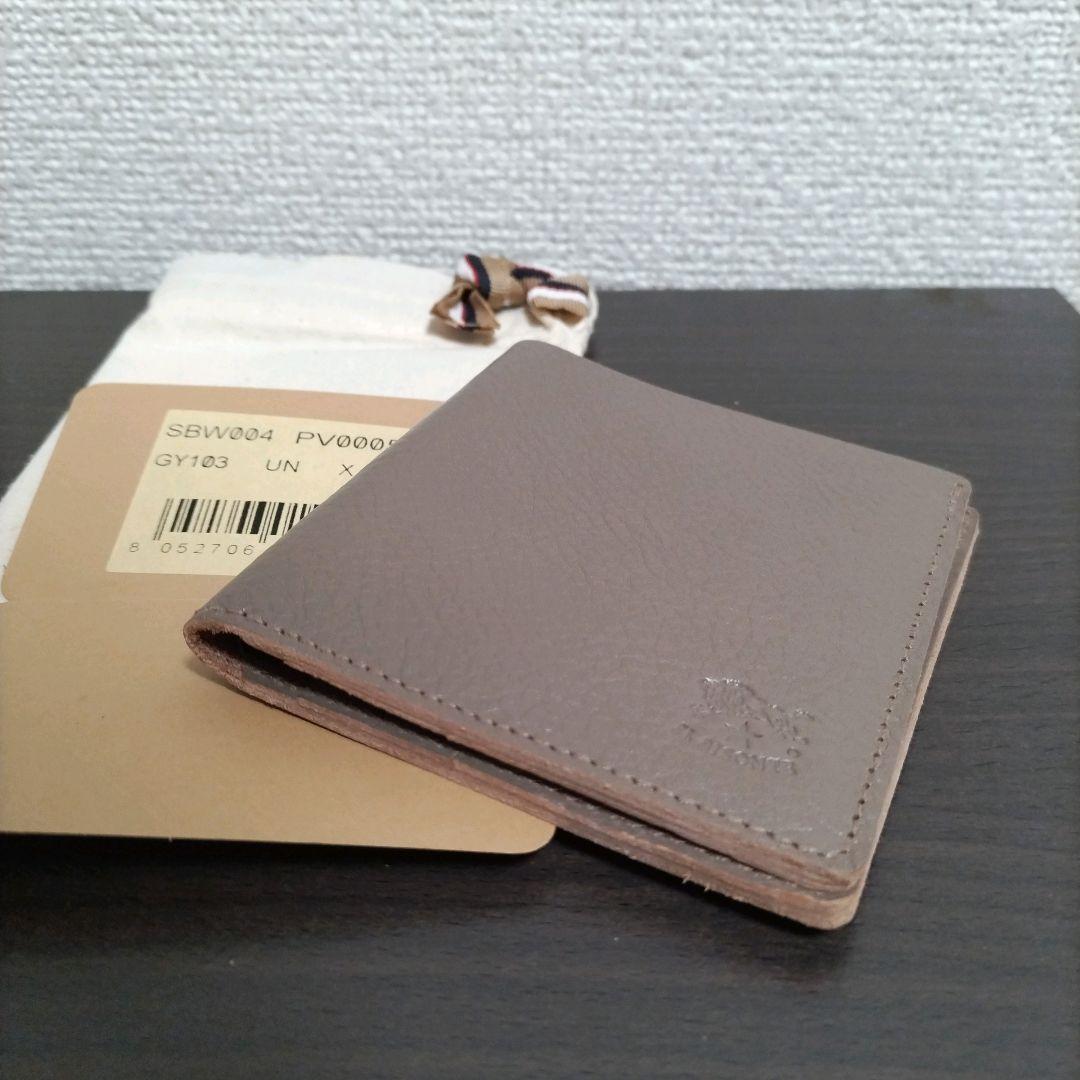 新品 イルビゾンテ 本革 レザー コンパクト 折り財布 カードケース グレー