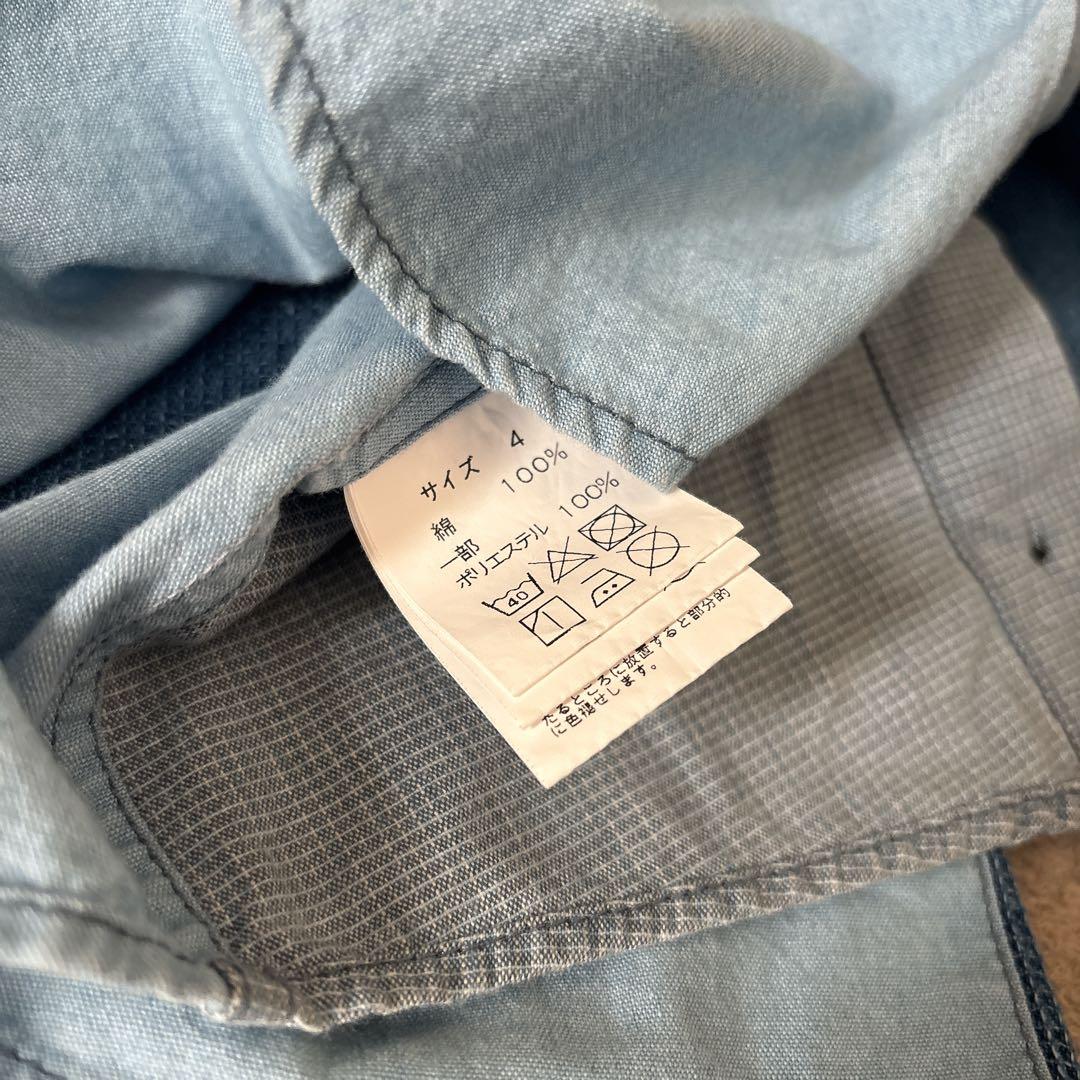 未使用級 FDMTL ファンダメンタル デニムシャツ パッチワーク ブルー XL