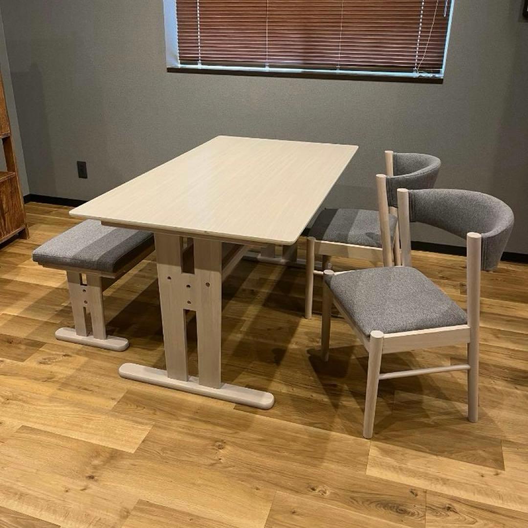 Therese　ダイニング4点セット　テーブル　ベンチ　チェア　ホワイト