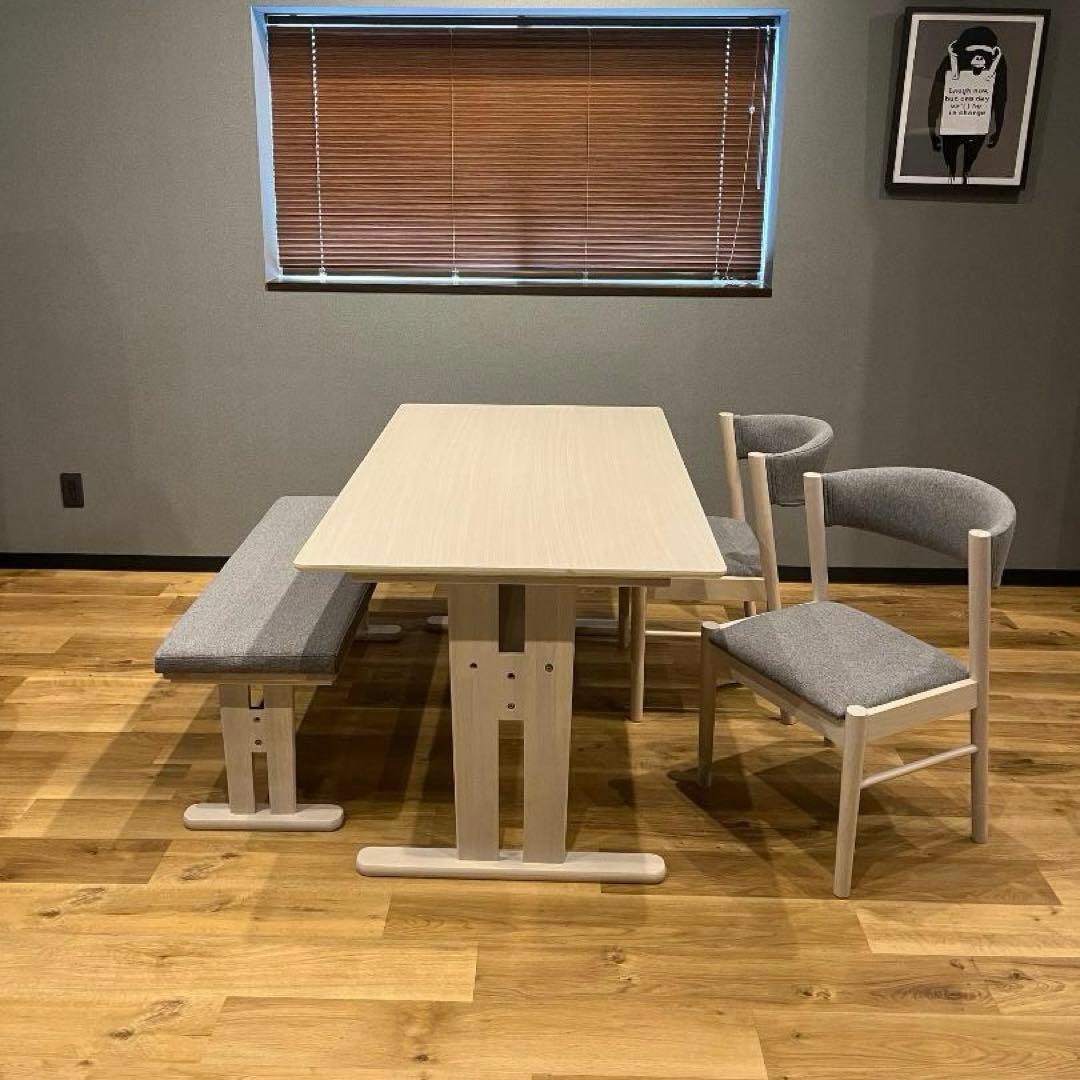 Therese　ダイニング4点セット　テーブル　ベンチ　チェア　ホワイト