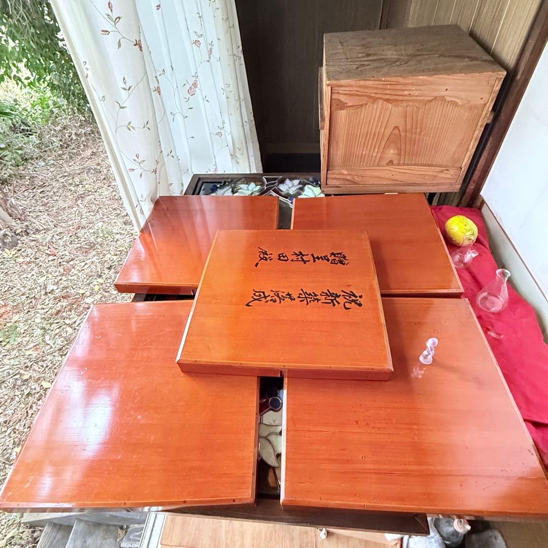 迎春感謝‼️キャラメル色‼️JAPAN 飛騨春慶塗飴色「胴張り御膳」5客木箱入