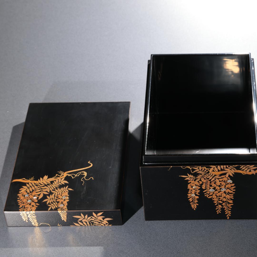 【茶道具】輪島塗　茶箱　藤蒔絵　6R0938ダP2