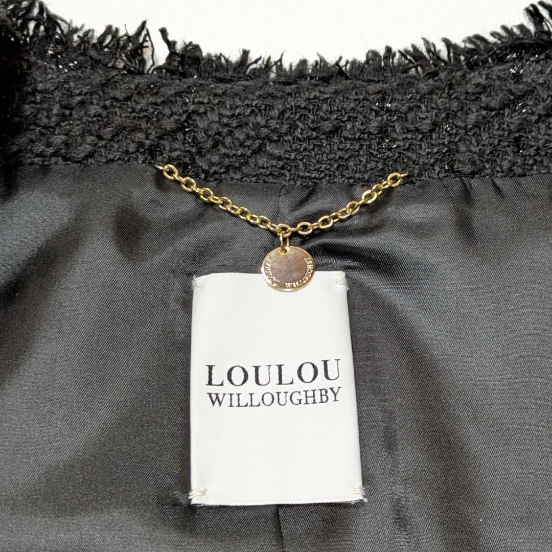 美品 23年AW ルルウィルビー ジオリカラメツイードクルーコート ブラック