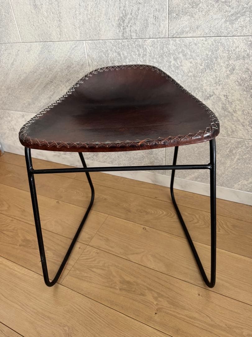 スツール アンティーク おしゃれ 椅子 イス チェア 革 レザー アイアン 本革