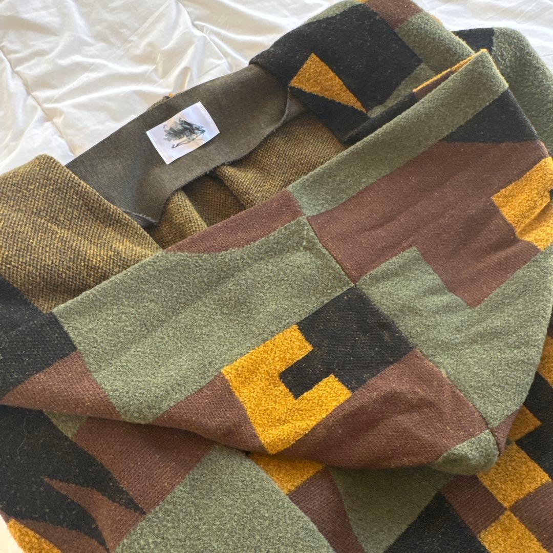 hazama 迷宮入りのニットガウン カーキ