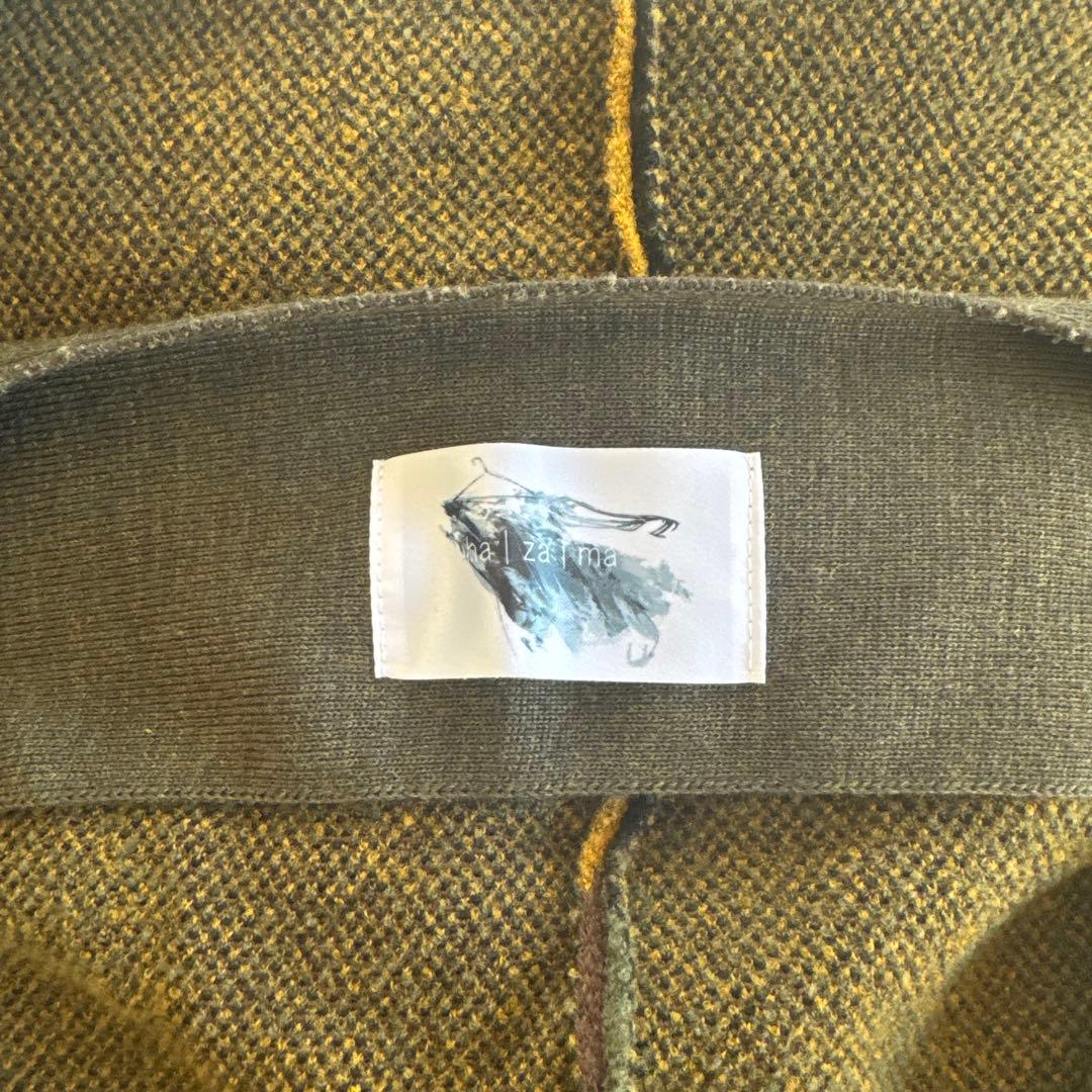 hazama 迷宮入りのニットガウン カーキ