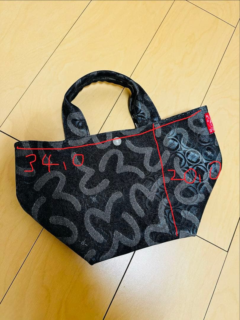 【美品】EVISU 総柄コーティングデニムトートバッグ