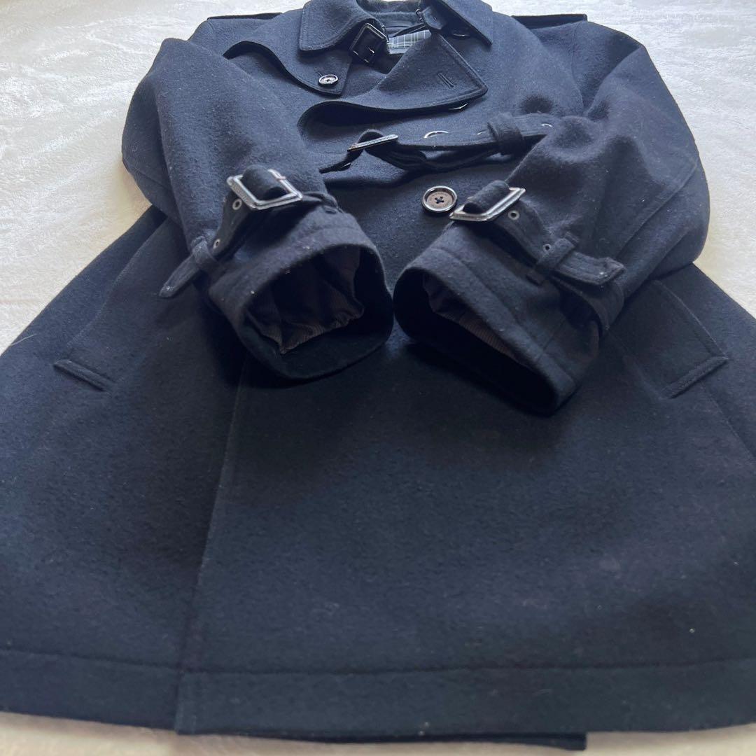 希少LLサイズ　バーバリーブラックレーベル　トレンチコート　カシミヤ混　黒