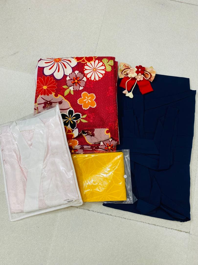 【極美品】おび工房 菊と雪輪 袴 5点セット 洗える♪