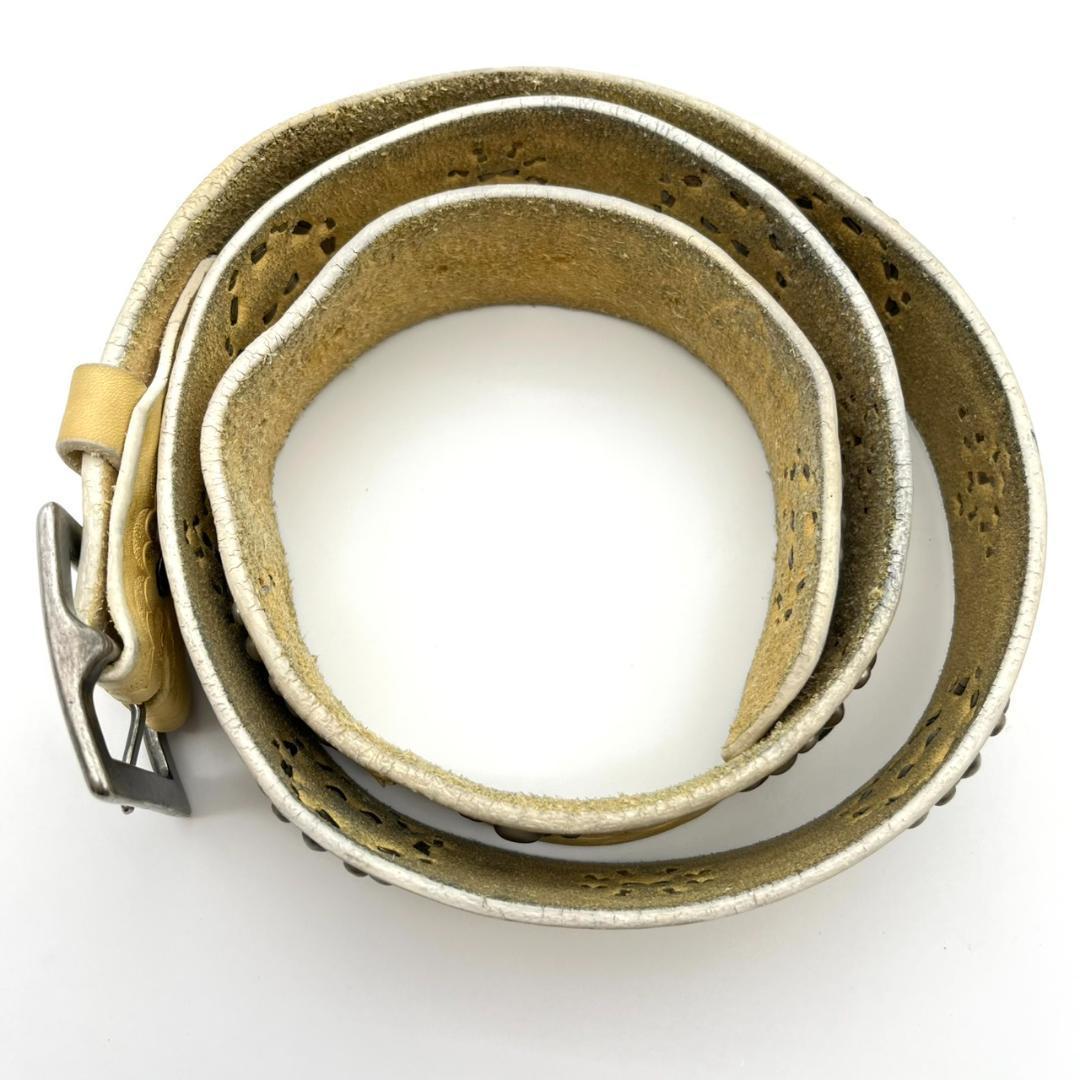 HTC エイチティーシ ベルト ビジュー スタッズ 装飾 レザー ロゴ金具